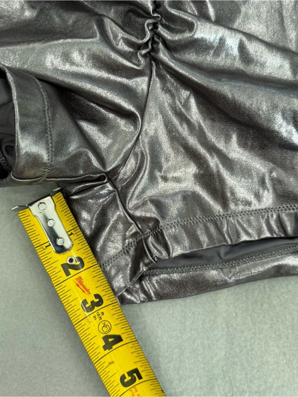 Skims Metallic Swim Shorts Sz Small V Waist Ruched Carbon Stretch